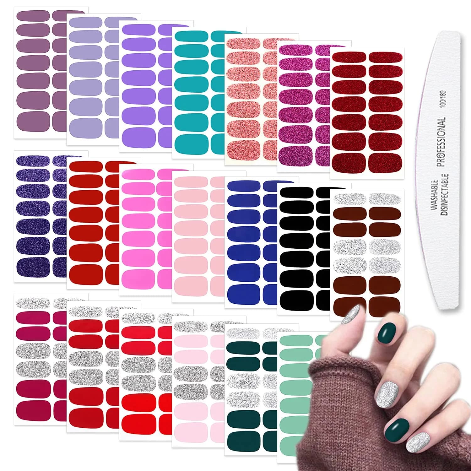WOKOTO 20 Sheets Nail Polish Strips Set (280 Pieces Total) | Easy Application & Long-Lasting Wear