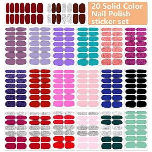 WOKOTO 20 Sheets Nail Polish Strips Set (280 Pieces Total) | Easy Application & Long-Lasting Wear thumbnail 2