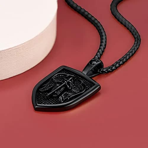 FaithHeart Saint Michael Pendant Necklace for Men, 55+5 CM (22+2 Inches) Wheat Chain | Archangel Protection Amulet thumbnail 8