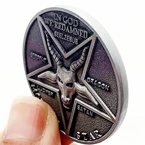 HARMILIY Lucifer Pentecostal Coin Satan Coin Collection Costume Accessories 3.8cm | Vintage Cosplay Prop for Men Women thumbnail 2