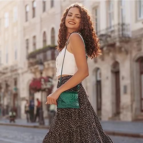 FRANSHION Handbags for Women - Mini & Cute Small Purses, Crossbody Bags - Trendy (Greener) | Vegan Leather, 8.1 in, Bright Colors thumbnail 6
