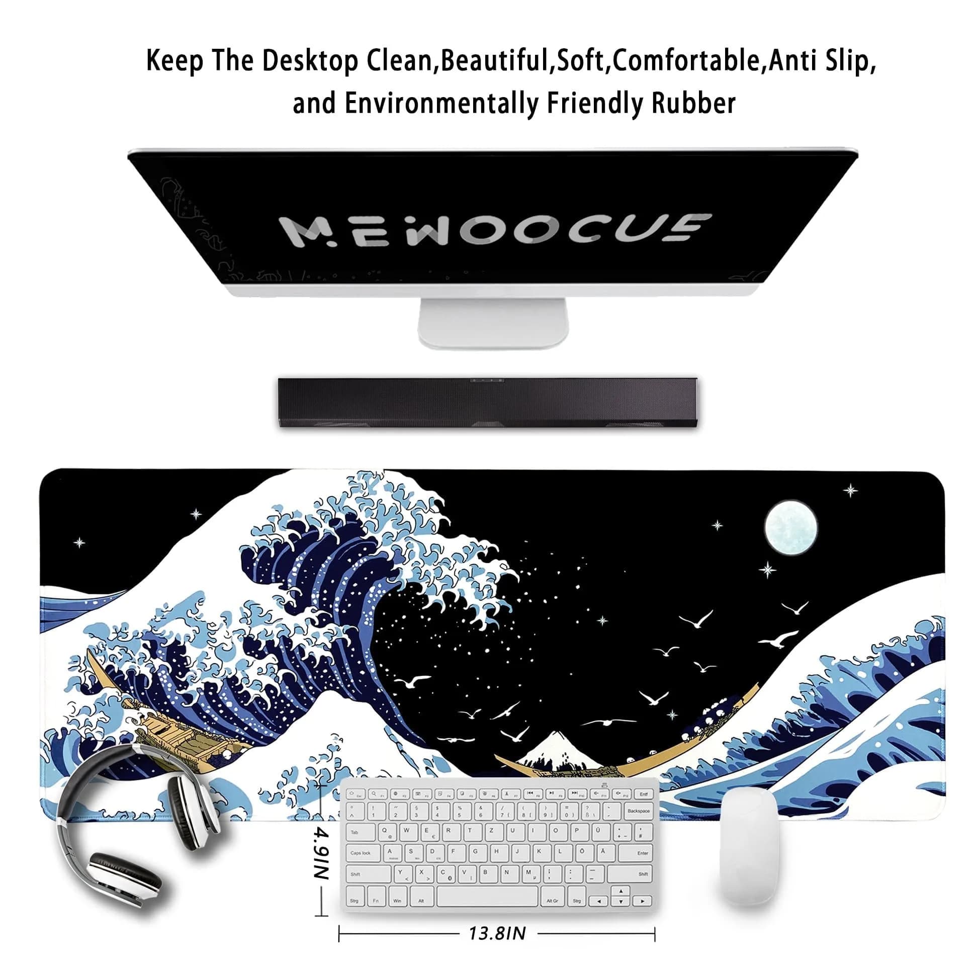 MEWOOCUE® Large Japanese Anime Gaming Mouse Pad (80cm x 30cm / 31.5" x 11.9") | Smooth Control Surface - view 2