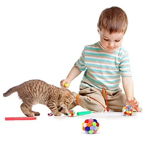 TUSATIY Cat Toy Balls with Bell 3PCS | Colorful Soft Fuzzy Balls for Indoor Cats & Kittens thumbnail 2