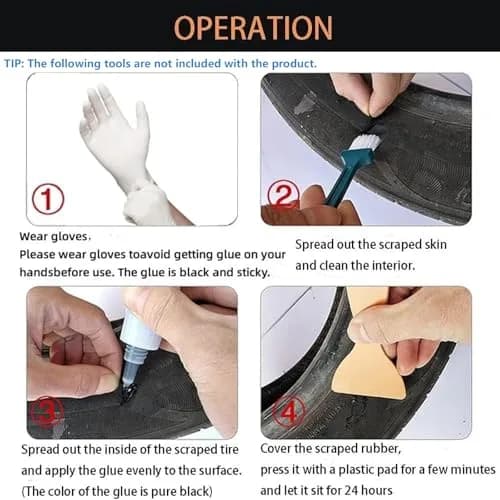 ELEpure Black Tire Repair Glue 20g (0.7oz) | Strong Adhesive for Sidewall Gash & Dent Repair thumbnail 5