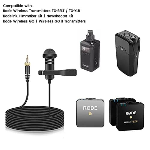 weishan 2-Pack Lavalier Microphone for Rode Wireless Pro, GO II 2 Transmitters | Omnidirectional Condenser Mic with 1.5m Cable thumbnail 2