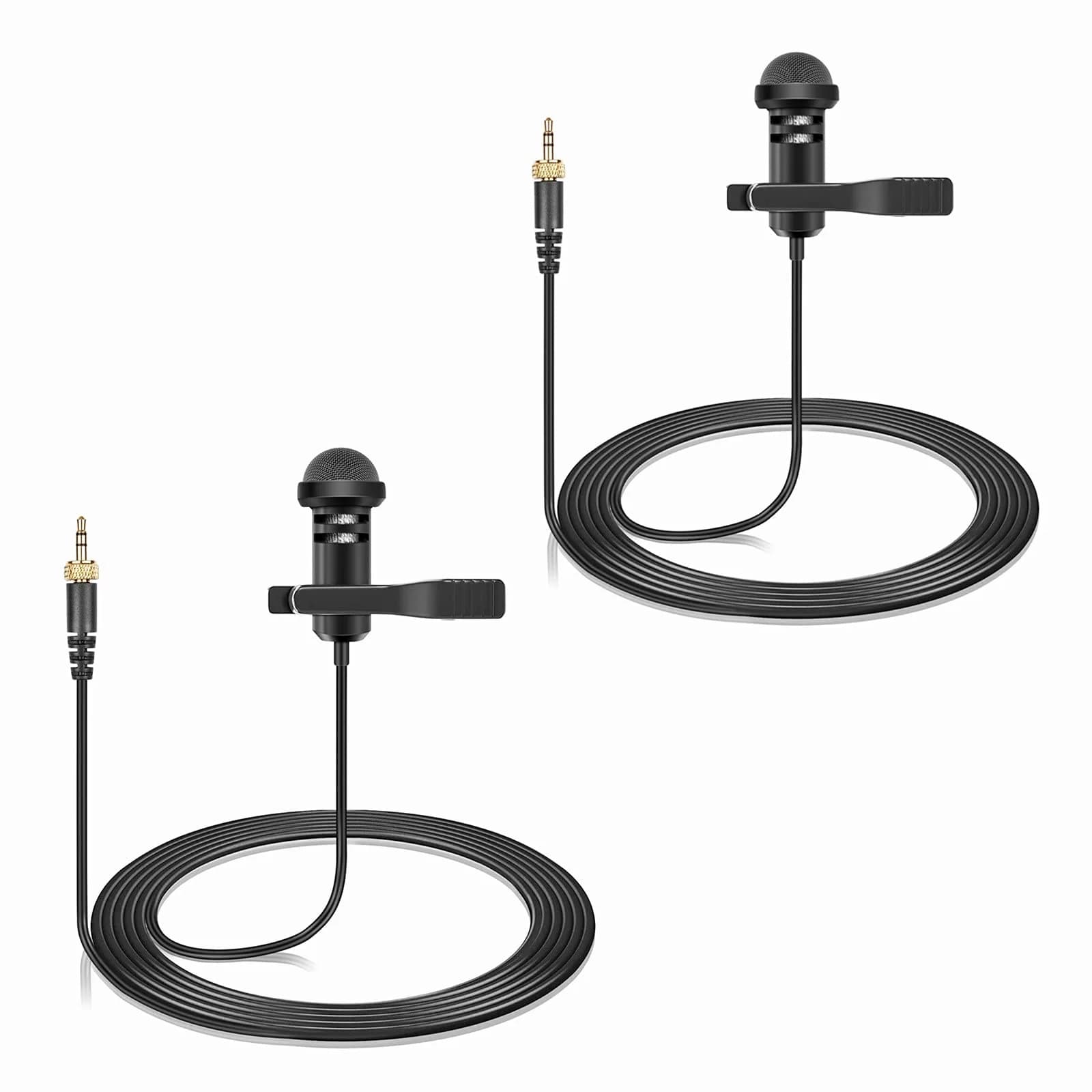 weishan 2-Pack Lavalier Lapel Microphone for Sennheiser Wireless Transmitter, 3.5mm Screw Lock | Omnidirectional Condenser Mic for Stage, Presenters, Broadcast - main product image