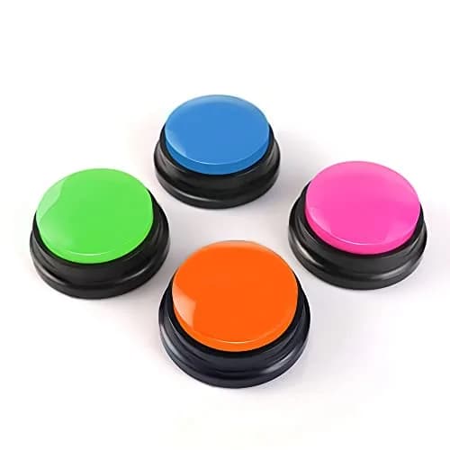 OFVENS Voice Recording Button 4 Packs (Rose Red+Dark Blue+Green+Orange) | Recordable Sound Button for Pet Training & Fun Gifts thumbnail 1