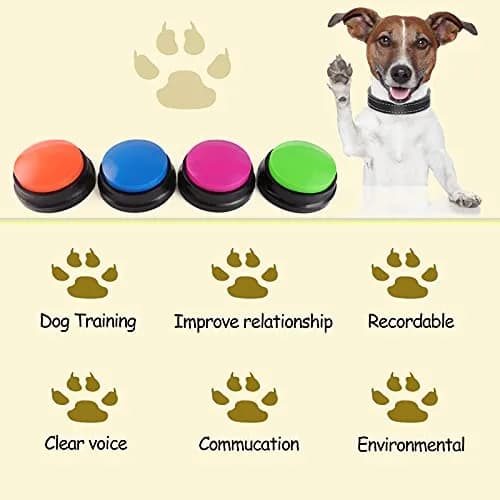 OFVENS Voice Recording Button 4 Packs (Rose Red+Dark Blue+Green+Orange) | Recordable Sound Button for Pet Training & Fun Gifts thumbnail 4
