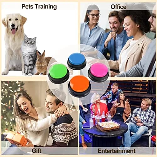 OFVENS Voice Recording Button 4 Packs (Rose Red+Dark Blue+Green+Orange) | Recordable Sound Button for Pet Training & Fun Gifts thumbnail 6