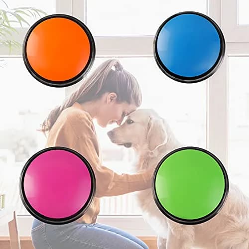 OFVENS Voice Recording Button 4 Packs (Rose Red+Dark Blue+Green+Orange) | Recordable Sound Button for Pet Training & Fun Gifts thumbnail 7
