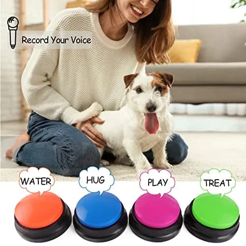 OFVENS Voice Recording Button 4 Packs (Rose Red+Dark Blue+Green+Orange) | Recordable Sound Button for Pet Training & Fun Gifts thumbnail 3