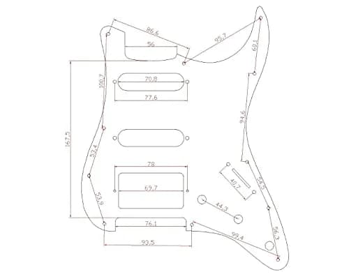 Dopro Aluminum Anodized Strat HSS Guitar Pickguard Silver | Modern Style, 11-Hole thumbnail 2