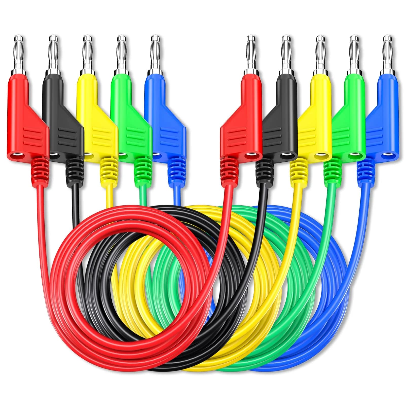 Goupchn Stackable Banana Plug Test Leads 2m (6.56ft) | 1000V 15A 5-Color Set - main product image