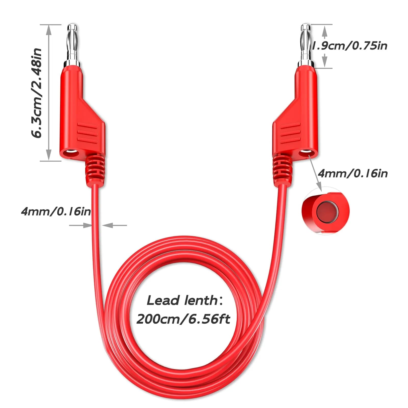 Goupchn Stackable Banana Plug Test Leads 2m (6.56ft) | 1000V 15A 5-Color Set - view 2