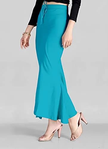 SCUBE DESIGNS Women's Flare Saree Shapewear Petticoat M Light Blue | Side Slits for Unrestricted Movement thumbnail 2