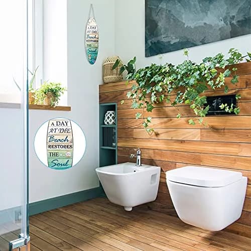 Hotop Metal Beach Sign 10 x 32 cm (4 x 12.6 inches) | Coastal Beach Wall Decor for Bathroom thumbnail 4