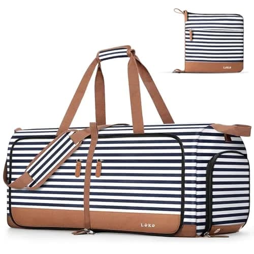 Lekesky Foldable Travel Duffle Bag 60L Blue Stripes | Large Capacity, Water-Resistant, Lightweight & Multi-Purpose thumbnail 1
