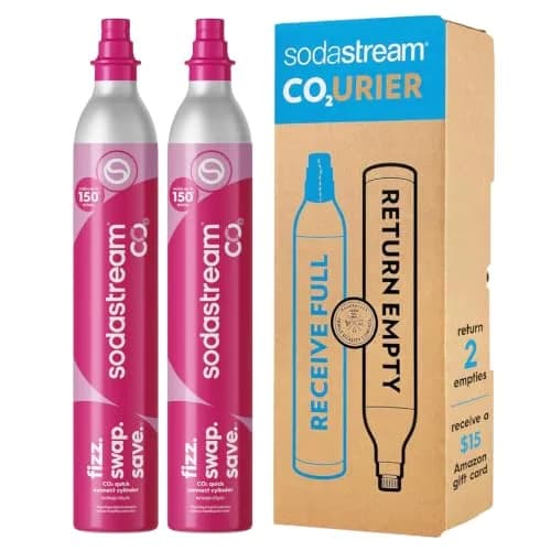 SodaStream Pink Quick Connect CO2 Cylinders 2 x 60L (1.3kg / 2.9lb) | Exchange Pack for TERRA, ART, ENSO, DUO, E-TERRA thumbnail 1