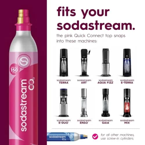 SodaStream Pink Quick Connect CO2 Cylinders 2 x 60L (1.3kg / 2.9lb) | Exchange Pack for TERRA, ART, ENSO, DUO, E-TERRA thumbnail 2