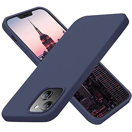 Cordking Designed for iPhone 13 Case/iPhone 14 Case, Navy Blue | Liquid Silicone Slim Protective Cover with Raised Lips thumbnail 1