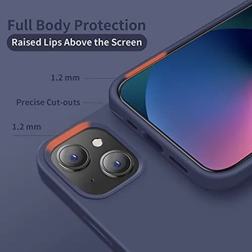 Cordking Designed for iPhone 13 Case/iPhone 14 Case, Navy Blue | Liquid Silicone Slim Protective Cover with Raised Lips thumbnail 4