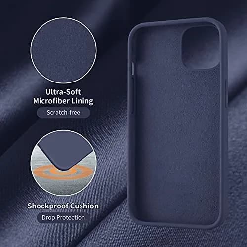 Cordking Designed for iPhone 13 Case/iPhone 14 Case, Navy Blue | Liquid Silicone Slim Protective Cover with Raised Lips thumbnail 6