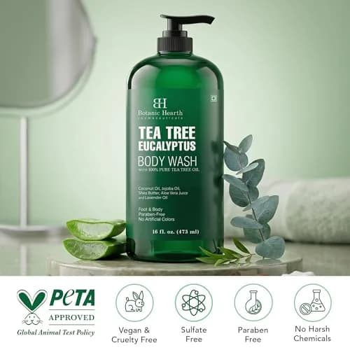 Botanic Hearth Eucalyptus & Tea Tree Body Wash – 16 fl oz | Refreshing, Hydrating & Sulfate-Free thumbnail 7