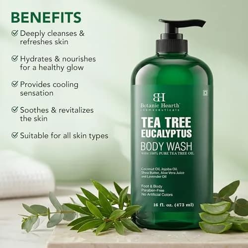 Botanic Hearth Eucalyptus & Tea Tree Body Wash – 16 fl oz | Refreshing, Hydrating & Sulfate-Free thumbnail 3