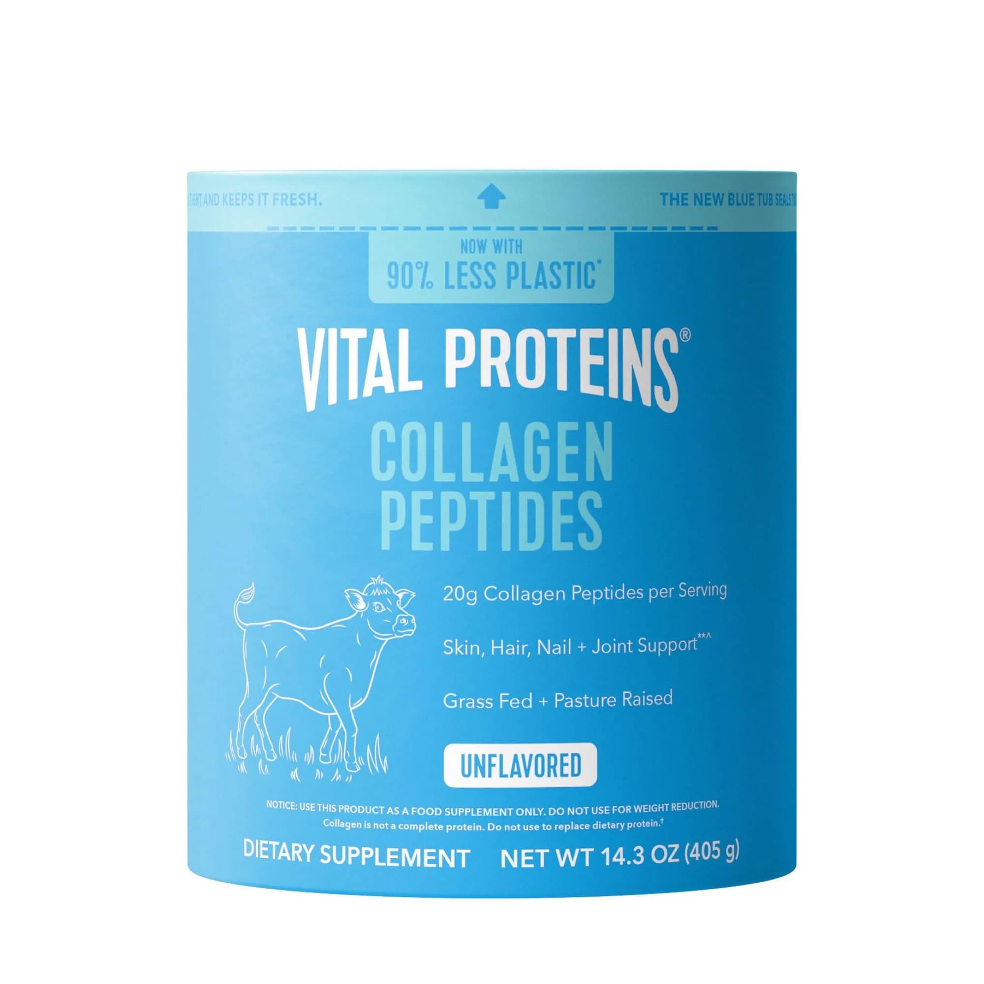 Vital Proteins Collagen Peptides Powder Unflavored Grass Fed for Hair, Nail, Skin, Bone & Joint Health (14.3oz / 405g) - main product image