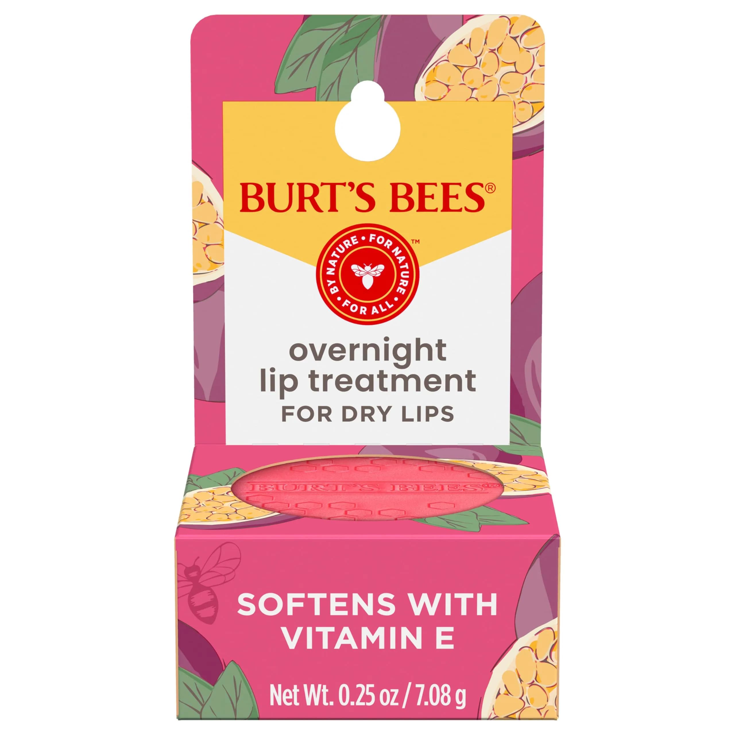 Burt's Bees Passionfruit Overnight Lip Sleeping Mask, 0.25 oz - Natural Retinol Alternative for Hydrated Lips - main product image