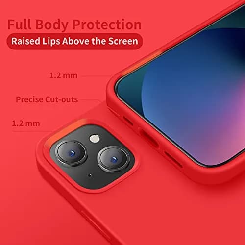 Cordking Silicone Ultra Slim Shockproof Phone Case for iPhone 13 & 14 | Microfiber Lined, Red thumbnail 4
