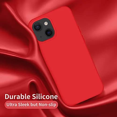 Cordking Silicone Ultra Slim Shockproof Phone Case for iPhone 13 & 14 | Microfiber Lined, Red thumbnail 5