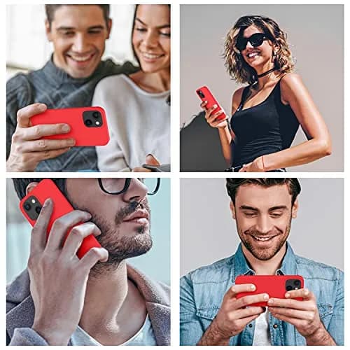 Cordking Silicone Ultra Slim Shockproof Phone Case for iPhone 13 & 14 | Microfiber Lined, Red thumbnail 7