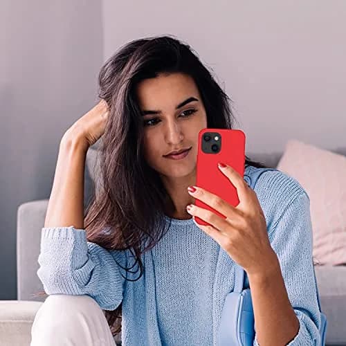 Cordking Silicone Ultra Slim Shockproof Phone Case for iPhone 13 & 14 | Microfiber Lined, Red thumbnail 2
