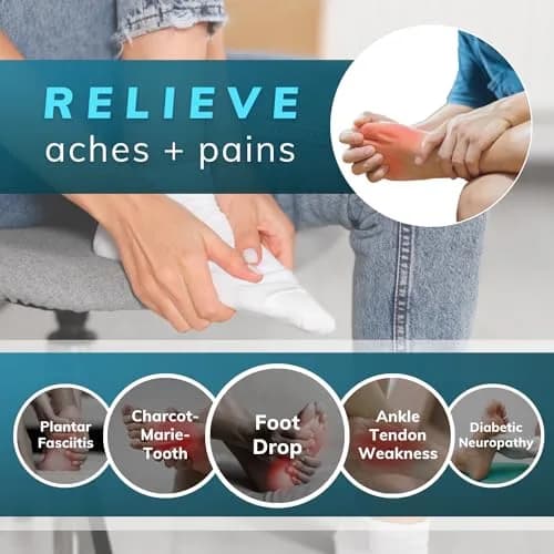 BraceAbility AFO Foot Drop Brace - Adjustable Soft Ankle Foot Orthosis for Men & Women, Walking with Shoes, Toe Lifter Support, Dorsiflexion Assist, Fits Left/Right (S/M) thumbnail 3