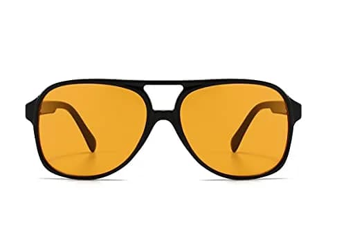 IKUVNA Vintage Aviator Sunglasses for Women Men 70s Glasses Retro Oversized Yellow Lens Shades | UV400 Protection thumbnail 2
