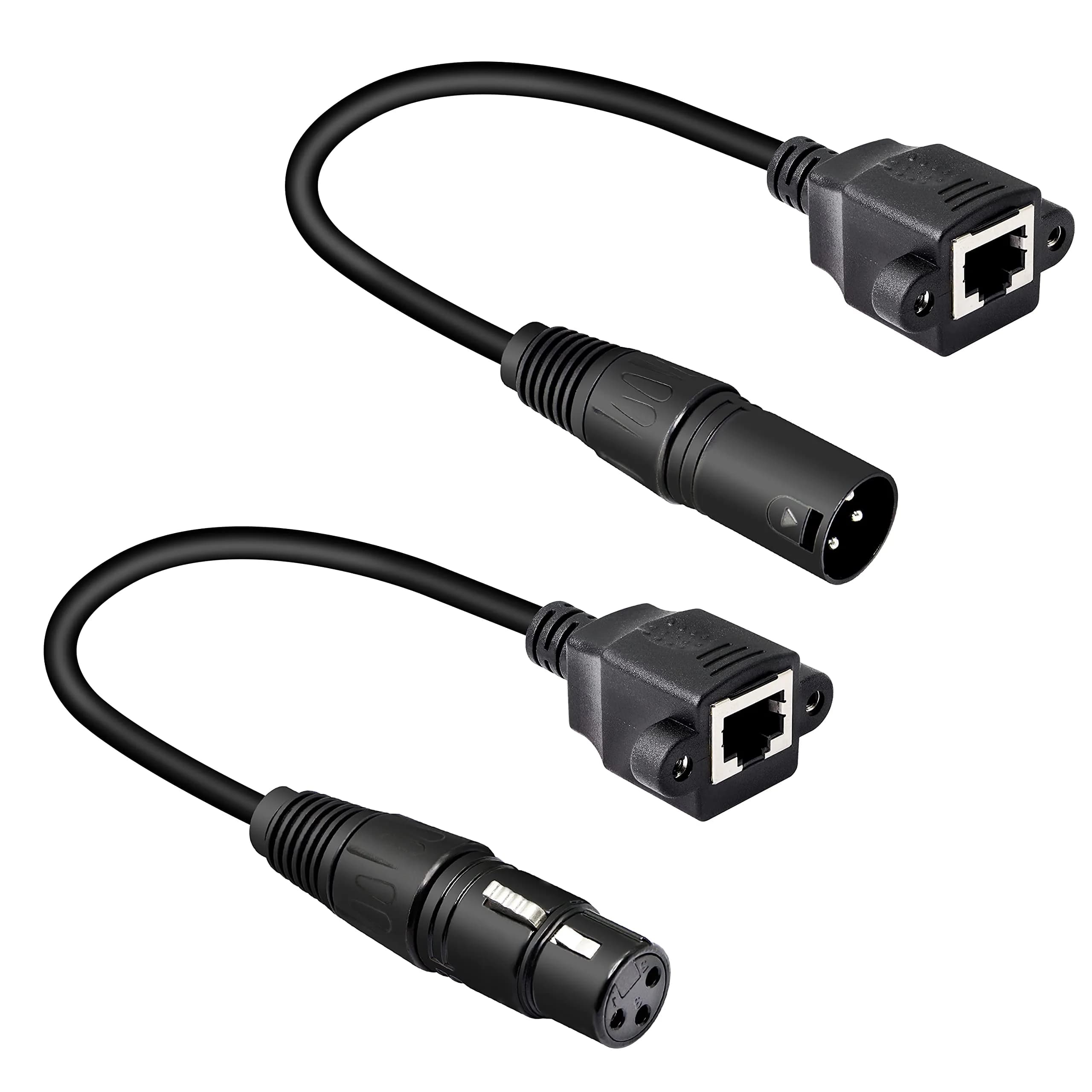 GELRHONR XLR 3pin to RJ45 Adapter Cable 13in | DMX512 Signal Extension for Stage & Studio — Black