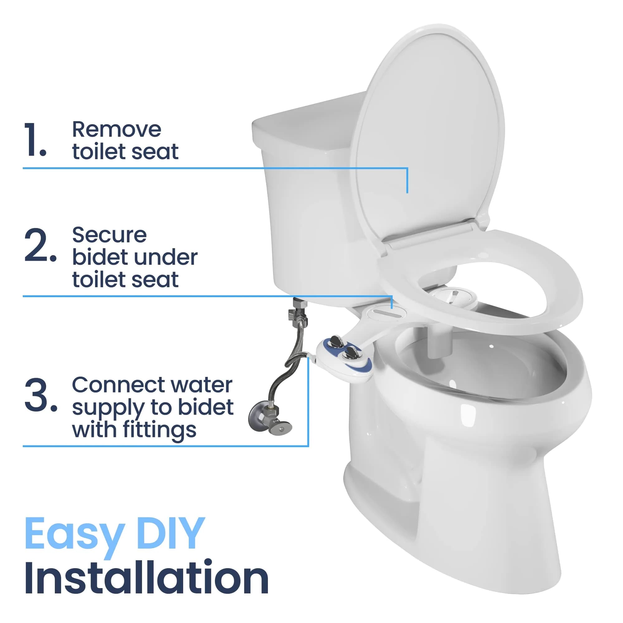 LUXE Bidet NEO 120 Bidet Attachment Rose Gold | Single Nozzle Self-Cleaning Mechanical Bidet for Toilet Seats 18 cm (7 in) - view 6