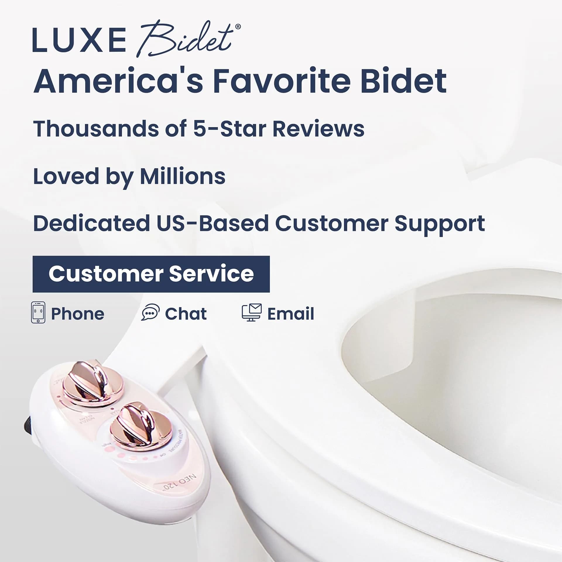 LUXE Bidet NEO 120 Bidet Attachment Rose Gold | Single Nozzle Self-Cleaning Mechanical Bidet for Toilet Seats 18 cm (7 in) - view 7