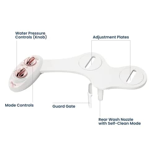 LUXE Bidet NEO 120 Bidet Attachment Rose Gold | Single Nozzle Self-Cleaning Mechanical Bidet for Toilet Seats 18 cm (7 in) thumbnail 8