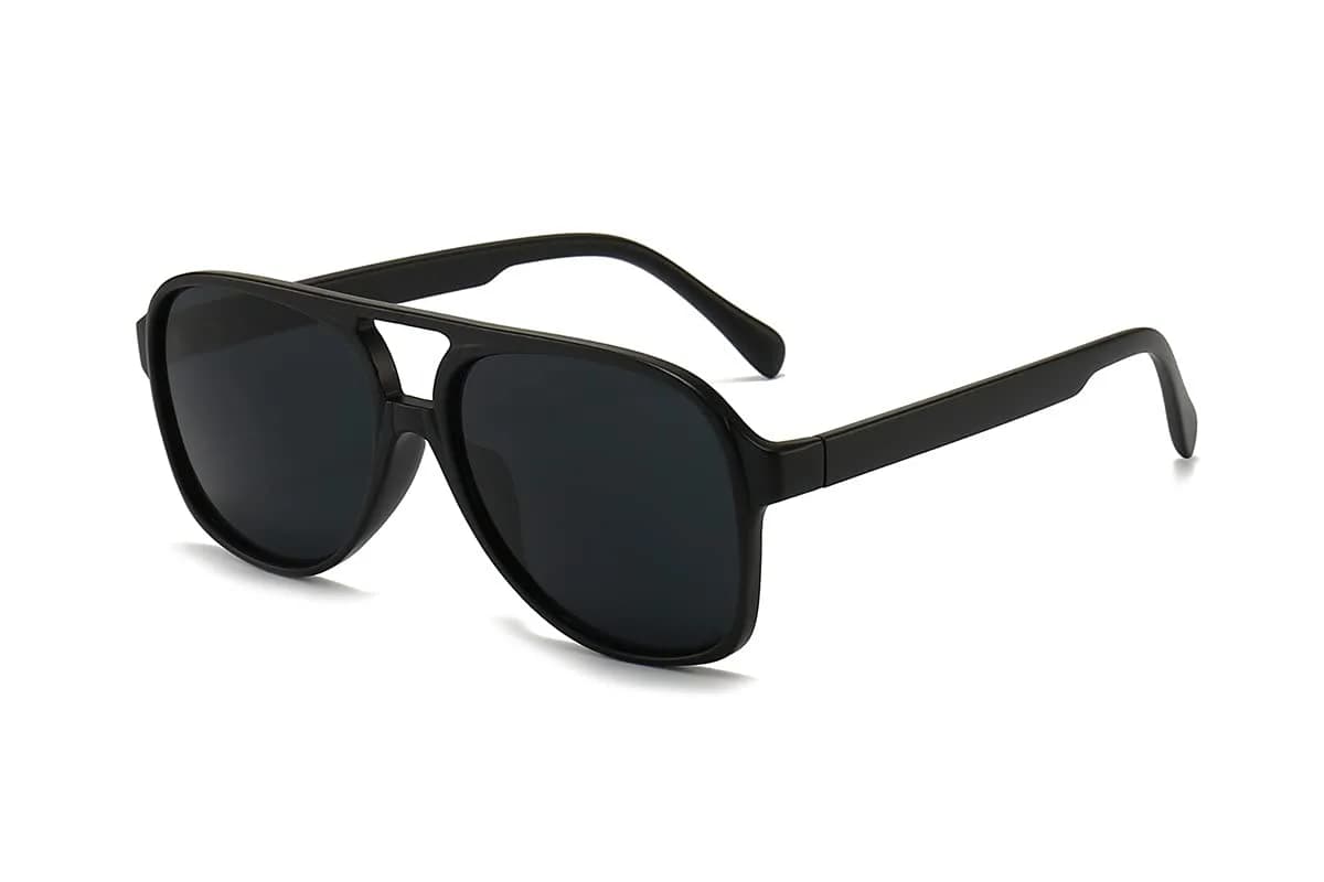IKUVNA Vintage Aviator Sunglasses for Women Men 70s Glasses Retro Oversized Yellow Lens Shades (Black) thumbnail 1
