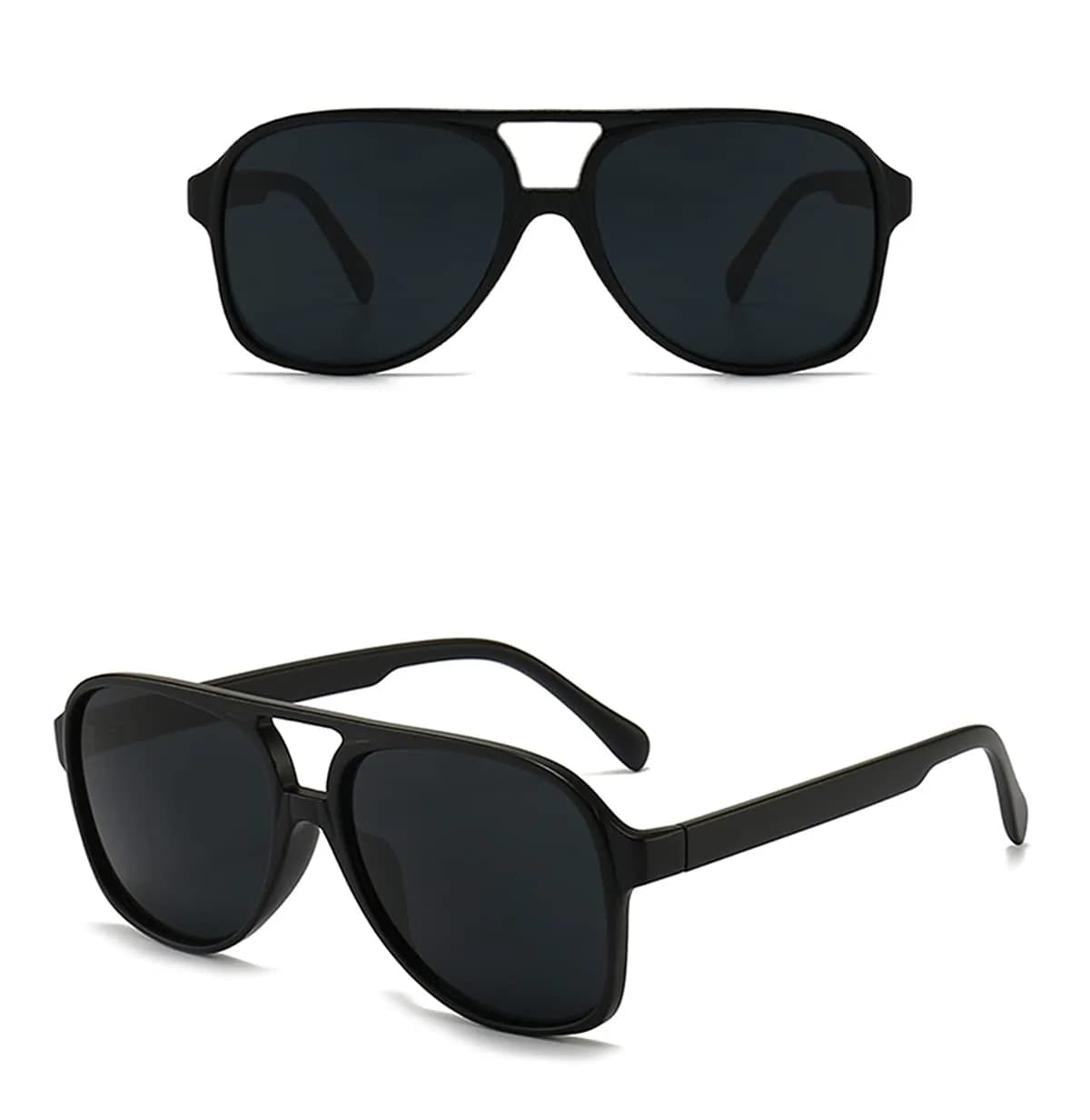 IKUVNA Vintage Aviator Sunglasses for Women Men 70s Glasses Retro Oversized Yellow Lens Shades (Black) thumbnail 3