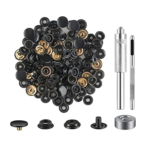 Moocci Black Snap Fastener Kit Tool with 3 Fixing Tools, 50 Sets (200 Pieces) | Marine Grade Stainless Steel Snaps for Leather, Canvas, Clothes thumbnail 8