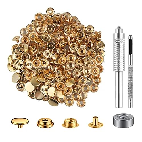 Moocci Gold Snap Fastener Kit with Tools, 15mm (0.59 Inch) Stainless Steel Snaps - 50 Sets | Heavy Duty for Leather & Fabric thumbnail 1