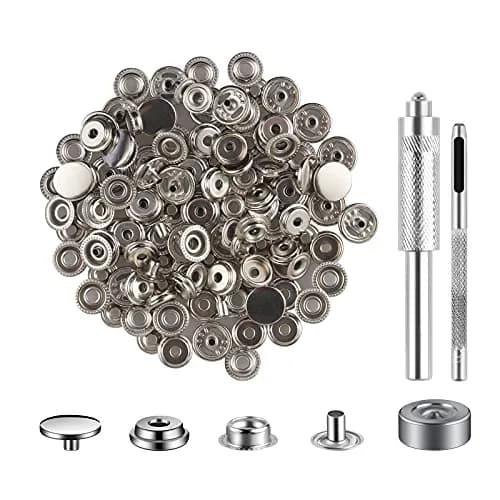 Moocci Snap Fastener Kit, 50 Sets, Marine Grade Stainless Steel, Silver | Durable, Easy to Install, Suitable for Fabric & Leather thumbnail 9