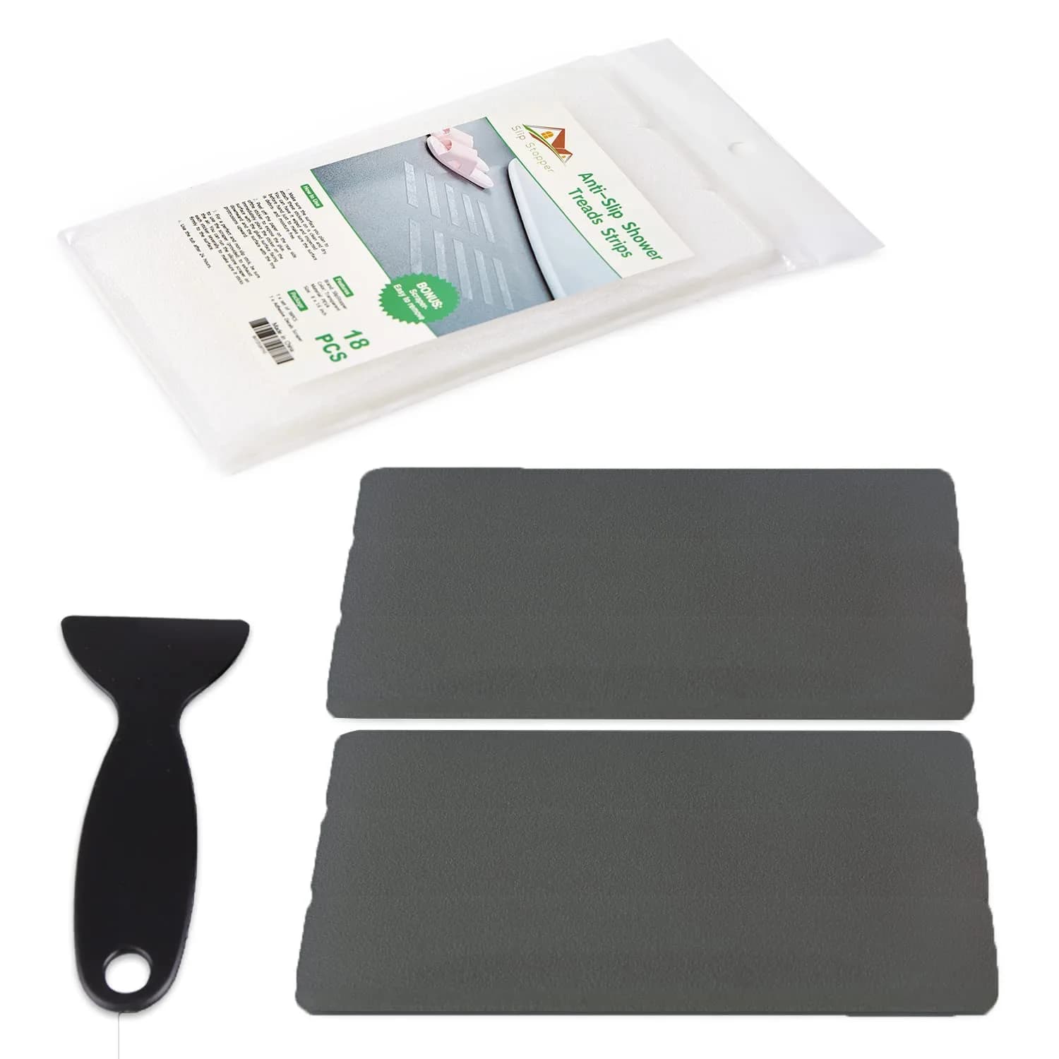 SlipStopper Non Slip Bathtub Strips 18 PCS | 20.3 x 4.1 cm (8 x 1.6 Inch) Grey - view 9