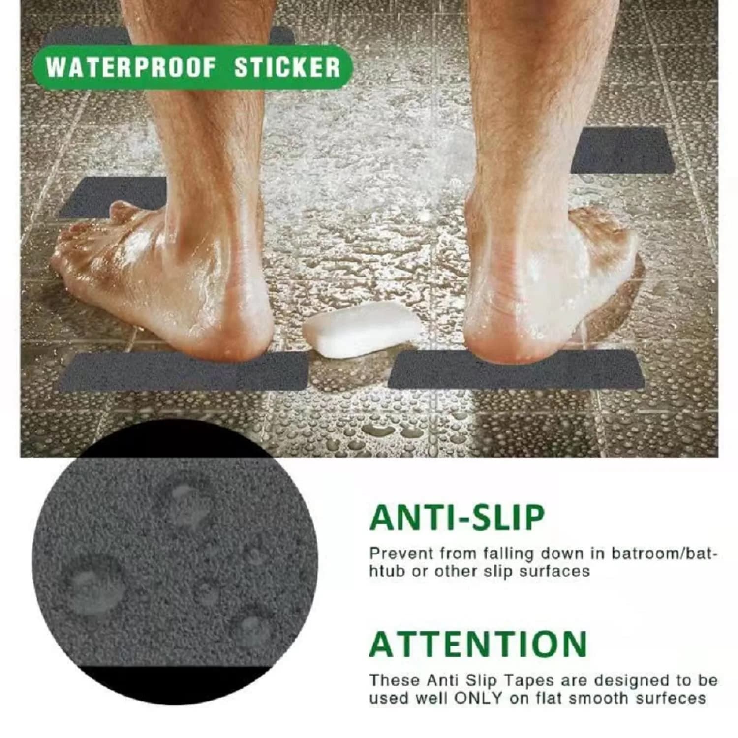 SlipStopper Non Slip Bathtub Strips 18 PCS | 20.3 x 4.1 cm (8 x 1.6 Inch) Grey - view 3