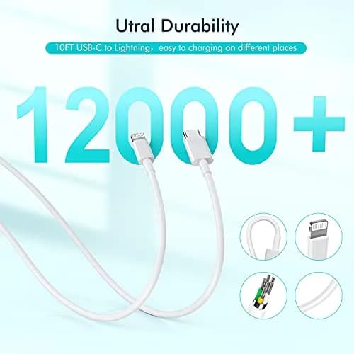 Banety iPhone Fast Charger,10FT USB C Lightning Cable, PD 3.0, MFi Certified, Extra Long, Compatible with iPhone 14/Pro/Max/13/12/11/SE/iPad thumbnail 3