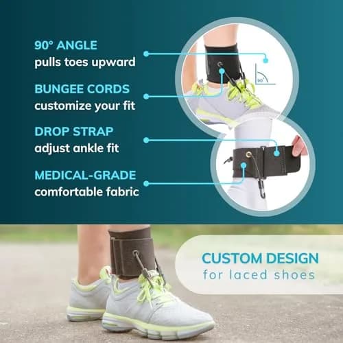 BraceAbility AFO Foot Drop Brace - Adjustable Soft Ankle Foot Orthosis for Men & Women, Walking with Shoes, Toe Lifter Support, Dorsiflexion Assist Fits Left or Right (L/XL) thumbnail 6
