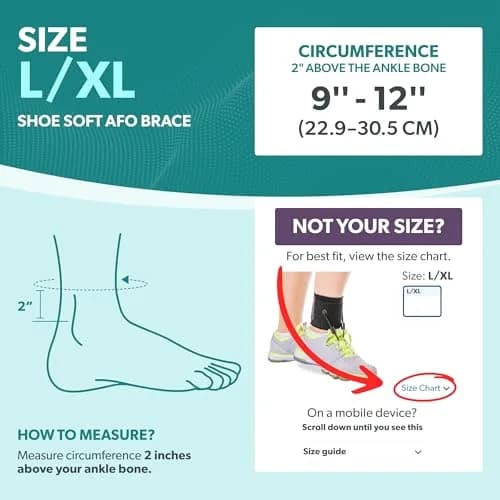 BraceAbility AFO Foot Drop Brace - Adjustable Soft Ankle Foot Orthosis for Men & Women, Walking with Shoes, Toe Lifter Support, Dorsiflexion Assist Fits Left or Right (L/XL) thumbnail 2